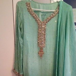 Pakistani top with dupatta swarowski stone work